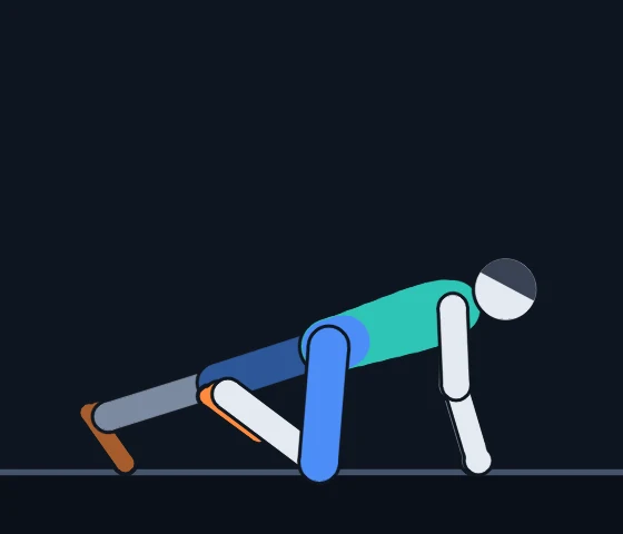 Slow Mountain Climber, frame 2 of 3: Coach Cole demonstrating the movement